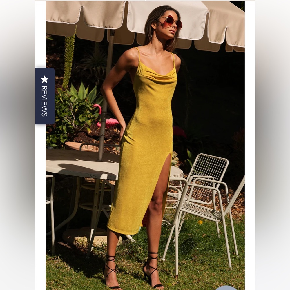 Runaway the Label Yellow Slinky Slip Dress